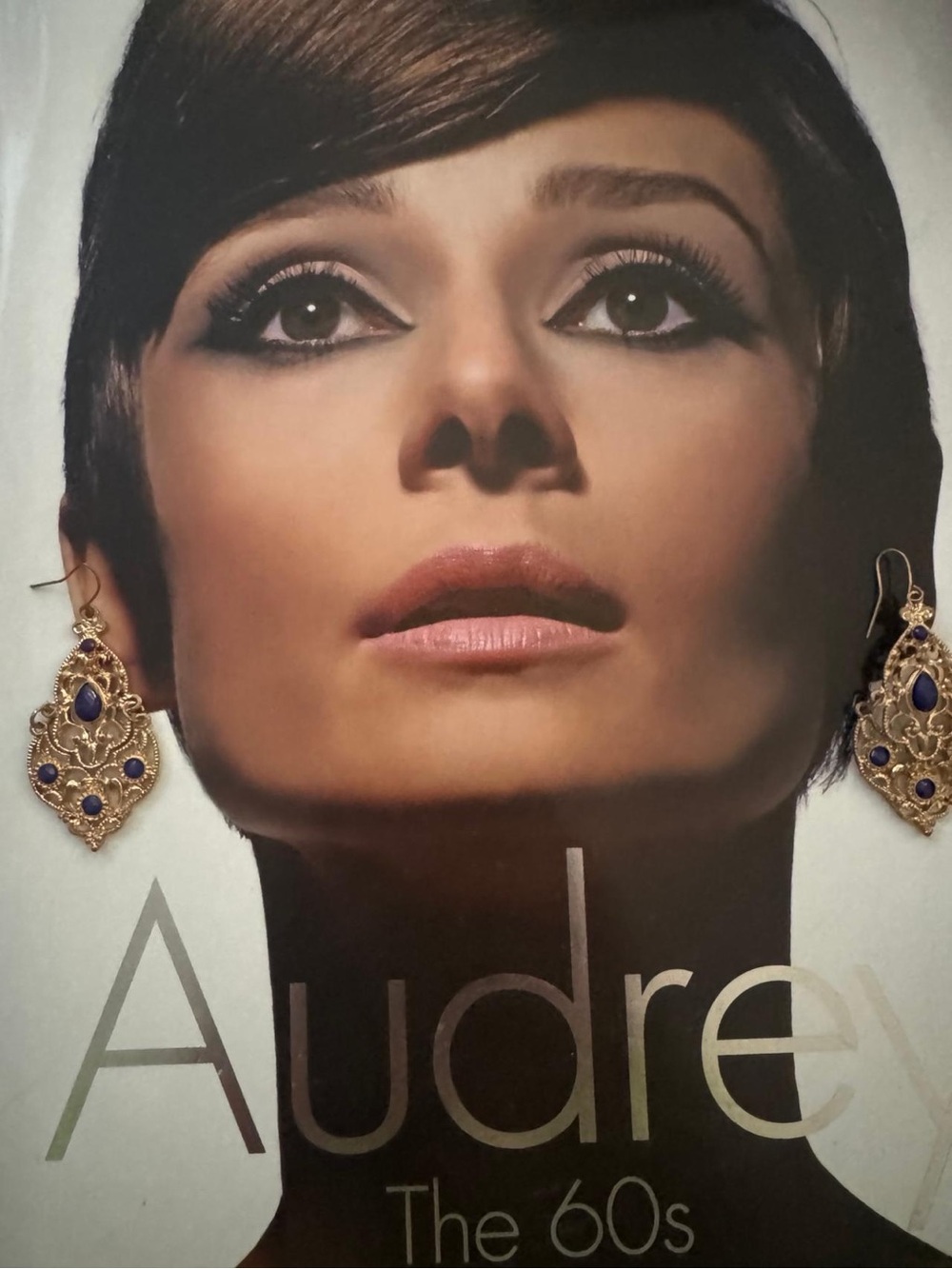 Gold Filigree Drop Earrings with Blue Stones